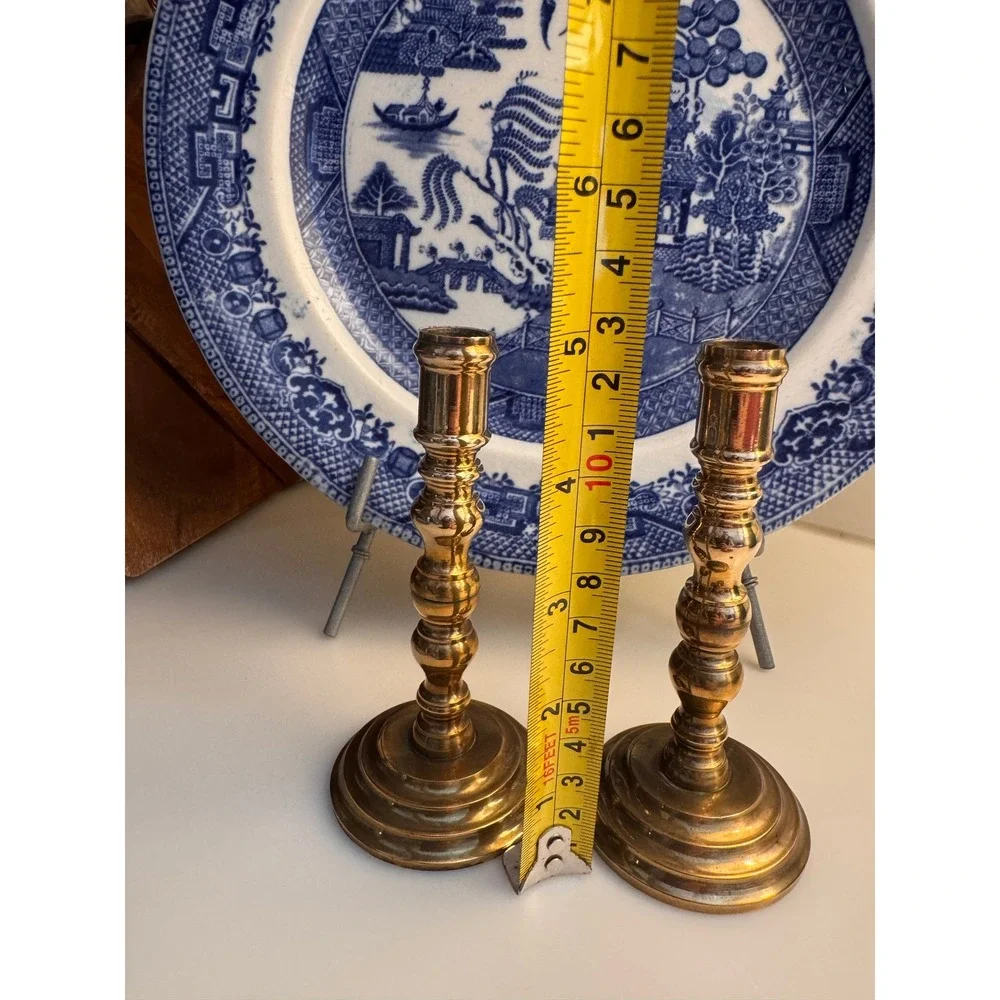 Vintage Brass Candlestick Holders Pair Modular Threaded Taper Candle Sticks 6.5